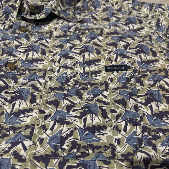 Vintage Woolrich AOP Men's XL Camping Tent Button Up - Picture 2 of 6